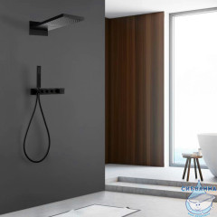 Душевая система Abber Rund 250 1 режим AF8752B (черный матовый)