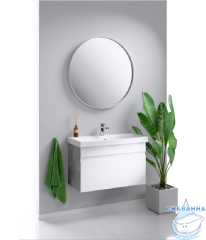 Тумба Aqwella Smart 80 с раковиной Moduo Slim 80 белый/бетон светлый