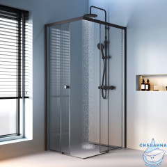 Душевое ограждение AM.PM X-Joy 100х80 W94G-403-10080-BТ профиль черный, стекло прозрачное (без поддона)