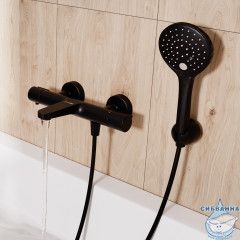 Смеситель для ванны Wasserkraft Elbe 7411 Thermo (черный матовый)