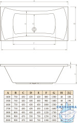 Ванна акриловая C-BATH Talia 170х75