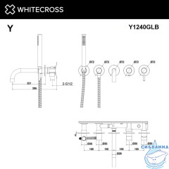 Смеситель для ванны скрытого монтажа WHITECROSS Y Y1240GLB (брашированное золото)