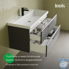 Тумба с умывальником, подвесная, 100 см, серый, Слайд Икс (Slide X), IDDIS, SLX10G0i95K подходит умыв. 4511000i28