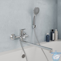 Смеситель для ванны с длинным изливом, хром глянцевый, Макс (Maks), Milardo, MAKSB00M10