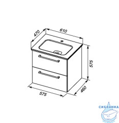 Тумба Dreja Gio 60 с раковиной Эйфория 60, белый глянец