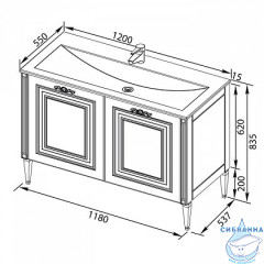Тумба под раковину Aquanet Паола 120 белый патина золото 186114