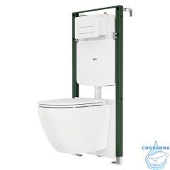Комплект 3в1: подвесной унитаз, пневматическая инсталляция и клавиша смыва, Бэйсик (Basic), IDDIS, BASBQPA3i73