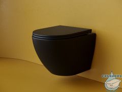 Унитаз подвесной безободковый, смыв торнадо Ceramicanova Metropol Rimless CN4002TMB с сиденьем быстросъемным Soft Close (микролифт)