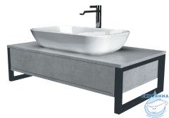 Тумба подвесная 1Marka GRUNGE LOFT 70П (1 ящик) Бетон светлый с раковиной Sanita Luxe Инфинити 60