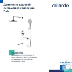 Встраиваемый смеситель для умывальника, глянцевый хром, Dale, Milardo, DALSB00M65