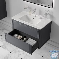 Тумба с умывальником, подвесная, 80 см, темно-серый, Oxford Neo, IDDIS, OXN80D0i95K подходит умыв. 0108000i28