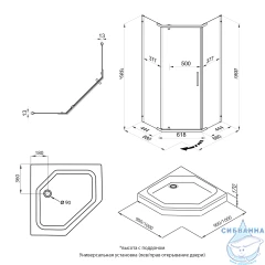 Душевое ограждение Тритон Дека-Блэк 90x90 профиль черный, стекло прозрачное Щ0000059783 (без поддона)
