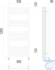 Полотенцесушитель водяной Terminus Тоскана П19 50х120 (нижнее подключение)
