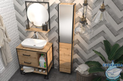 Тумба 1MARKA Grunge Loft 80Н дуб вотан с раковиной Акватон Infinity 60
