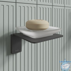 Мыльница, матовое стекло, сплав металлов, Slide, графит, IDDIS, SLIGMG0i42