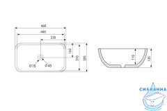 Раковина на столешницу 59 см ABBER Rechteck  AC2200MW