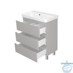 Тумба напольная Brevita Victory 70 серый с раковиной Dreja Luxury 70