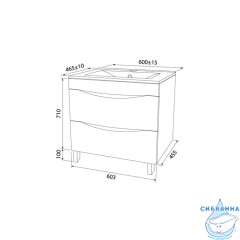 Тумба с умывальником, подвесная, 60 см, белая, Cloud, IDDIS, CLO60W0i95K