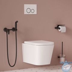 Смеситель с гигиеническим душем, матовый черный, Ray, IDDIS, RAYBL00i08