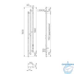 Полотенцесушитель электрический Indigo Sky PRO (с таймером) 17х150 графит (с возможностью скрытого подключения, подключение R)