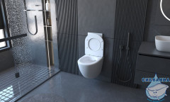 Инсталляция ABBER с кнопкой смыва AC0121, в комплекте с безободковым унитазом ABBER Bequem AC1100, c сиденьем Soft close (микролифт)  AC1100-AC0105-AC0121