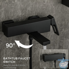 Смеситель для ванны Gappo G3217-6 с аксессуарами ( черный матовый)