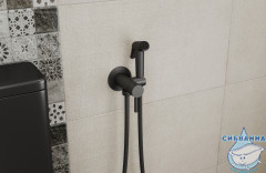 Встраиваемый смеситель с гигиеническим душем Bravat D9151BW-ENG (черный матовый)