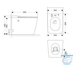 Унитаз приставной импульсный Abber Rechteck AC1213P с сиденьем Soft Close (микролифт) (белый)
