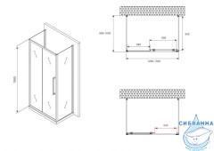 Душевое ограждение ABBER Schwarzer Diamant 130x100 AG30130BMH-S100BM-S100BM профиль черный, стекло матовое (без поддона)