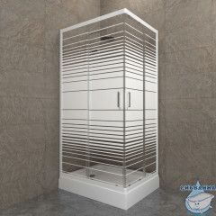 Душевое ограждение Тритон Фьюжн 120x80 профиль белый, стекло полосы Щ0000064851 (с поддоном)