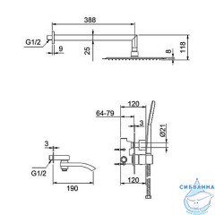 Душевая система Gappo G7107-40 300 1 режим (хром)
