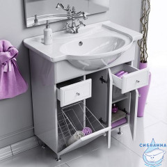 Тумба напольная Aqwella Барселона 85 белый глянец с раковиной Стиль 85