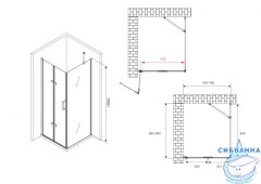 Душевое ограждение ABBER Zart AG08080P-S91 80x90 профиль хром, стекло  прозрачное (без поддона)