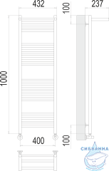 Полотенцесушитель водяной Terminus Аврора П20 40х100 с полкой (нижнее подключение)
