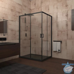 Душевое ограждение Veconi Rovigo 120x100 профиль черный, стекло прозрачное RV14-120100-01-C5 (без поддона)