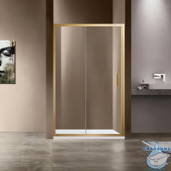 Дверь в нишу Vincea Garda 135 профиль брашированное золото, стекло прозрачное VDS-1G135CLG