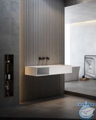 Тумба с раковиной ABBER Stein AS2640-1.2 L подвесная, белая матовая