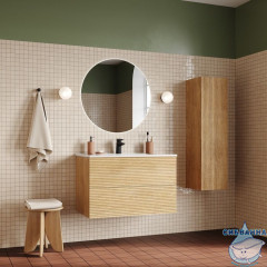 Тумба с умывальником Iddis Bild 80 см дуб светлый