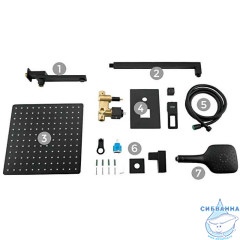 Душевая система Gappo G7117-6 300 1 режим (черный матовый)