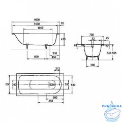 Стальная ванна Kaldewei Saniform Plus 362-1 160x70 standard с ножками