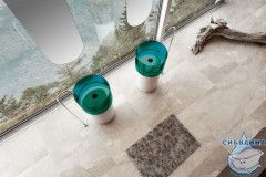 Раковина напольная 45 см ABBER Kristall AT2701White-Aquamarin-H