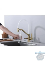 Смеситель для кухни Raglo R80.62.03 (сатин золотой/белый)