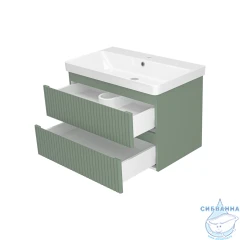Тумба подвесная Brevita Victory 80 зеленый с раковиной Dreja Luxury 80