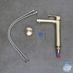 Смеситель для раковины Lemark Ursus LM7209BG (с донным клапаном) (брашированное золото)