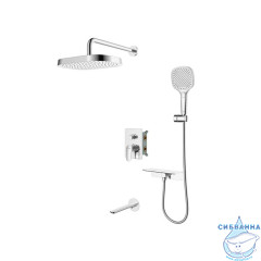 Душевая система скрытого монтажа с тропическим душем, ручным душем и изливом, глянцевый хром, Azure, Milardo, AZUSB03M68
