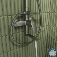 Смеситель для ванны с верхним душем, графит, Rora, Milardo, RORGM4FM06