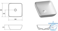 Раковина на столешницу 38 см Ravak UNI 380 S SLIM  XJX01138001
