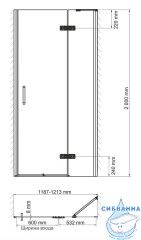 Дверь в нишу Wasserkraft Aller 120 см профиль хром, стекло прозрачное  10H05RBLACK MATT