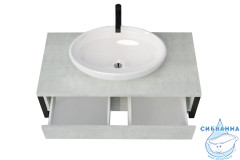 Тумба подвесная 1Marka GRUNGE LOFT 70П (1 ящик) Бетон светлый с раковиной Sanita Luxe Инфинити 60