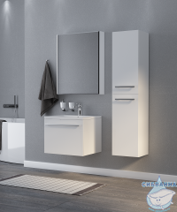 Пенал 1Marka Соната 35 напольный 1 дверка с бельевой корзиной, белый глянец